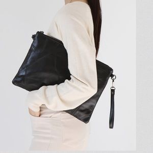 Black Leather Crossbody Clutch